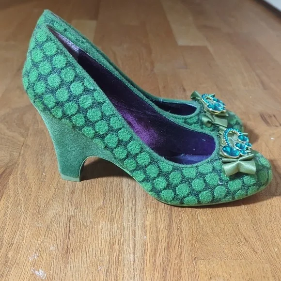 Poetic License Charm School Sz EU39.5 Green Polka Dot Heels - Picture 8 of 8